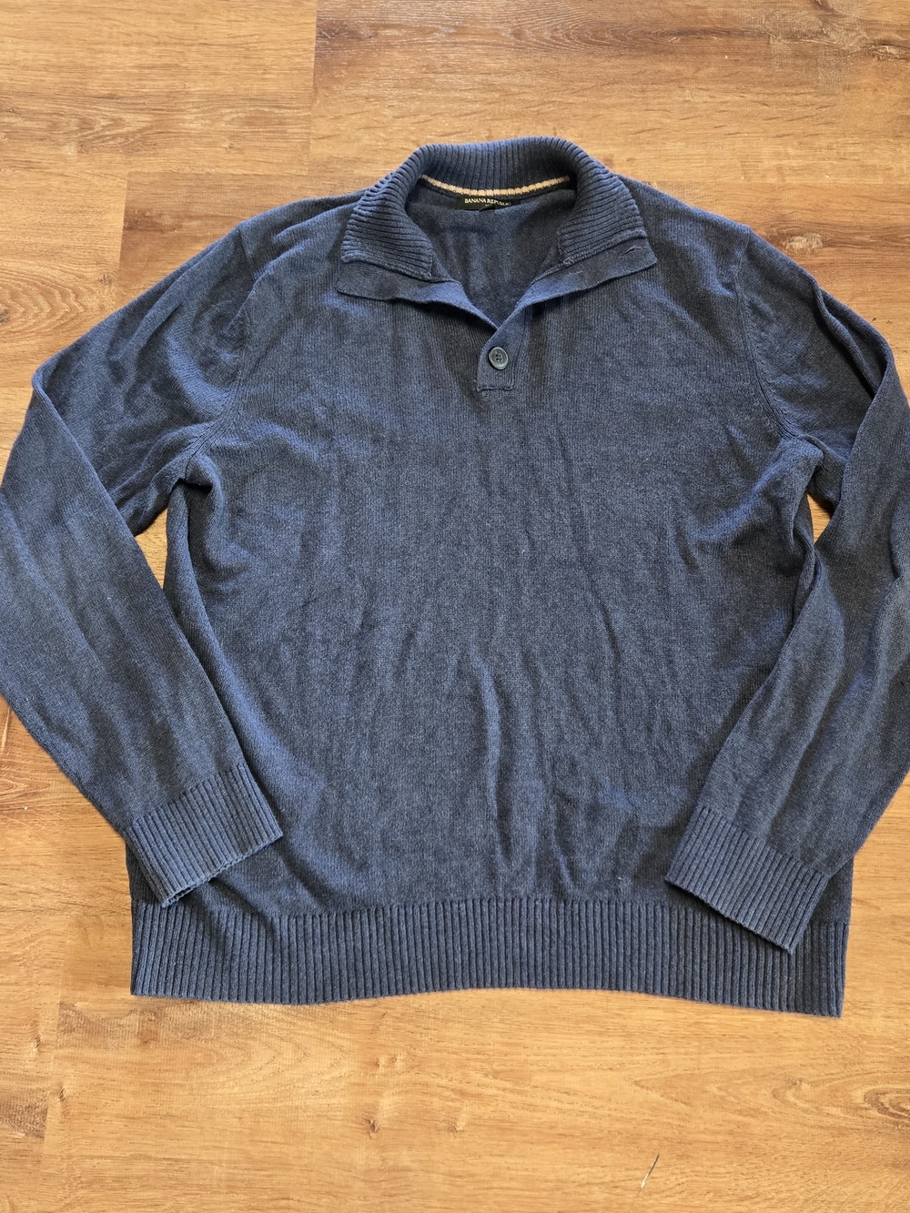 Banana Republic Men's Navy V-Neck  Sweater Cotton Wool Blend Extra Large